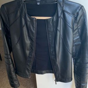 Guess black leather jacket XS